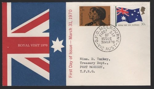 1970 Australia ROYAL VISIT Addressed but Unsealed APO FDC