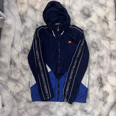 Ellesse Men's Hoodie Windbreaker Jacket  Size S Navy White Royal Blue