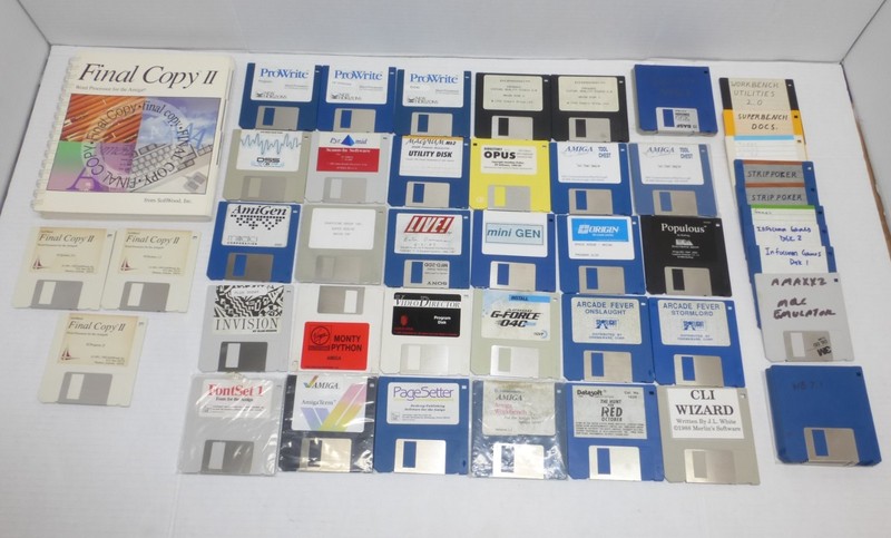 Amiga Software Lot Final Copy II Populous PageSetter ProWrite Games Floppy Disks