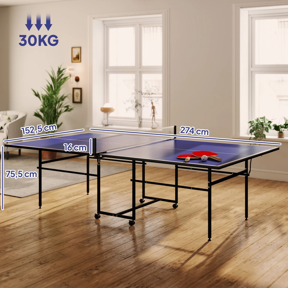 SPORTNOW Tischtennistisch Klappbar, Tischtennisplatte Outdoor Indoor mit Rollen - Bild 4 von 4