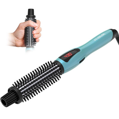 PHOEBE Curling Iron Brush Anti-Scald Bristles Instant Heat up Dual Voltage Ceram