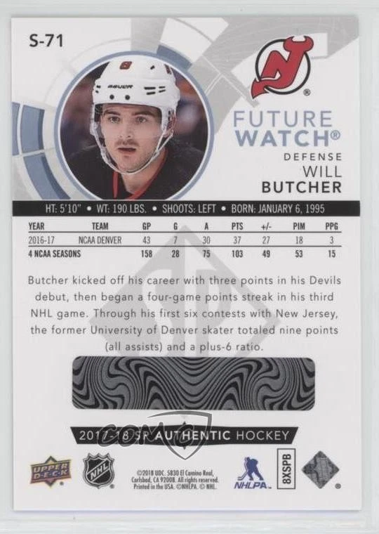 2017 SP Authentic Spectrum FX Future Watch Level 2 Bounty Will Butcher Rookie RC - Image 2 of 2