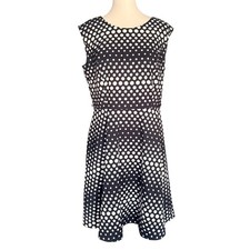 ALYX Dress Womens 12 Black White Polka Dot Sleeveless Fit Flare Pleated Retro