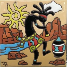 Earthtones Hand Glazed USA Decorative Ceramic Art Tile 