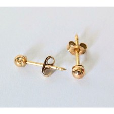 14K Solid Gold Ball Earrings 3mm Baby Womens Stud Earrings/ Post Earrings