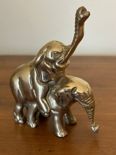 Vintage massive Messing Paarung Elefant Paare Figur glänzend Wohndeko 4 3/4" - Bild 22 von 22