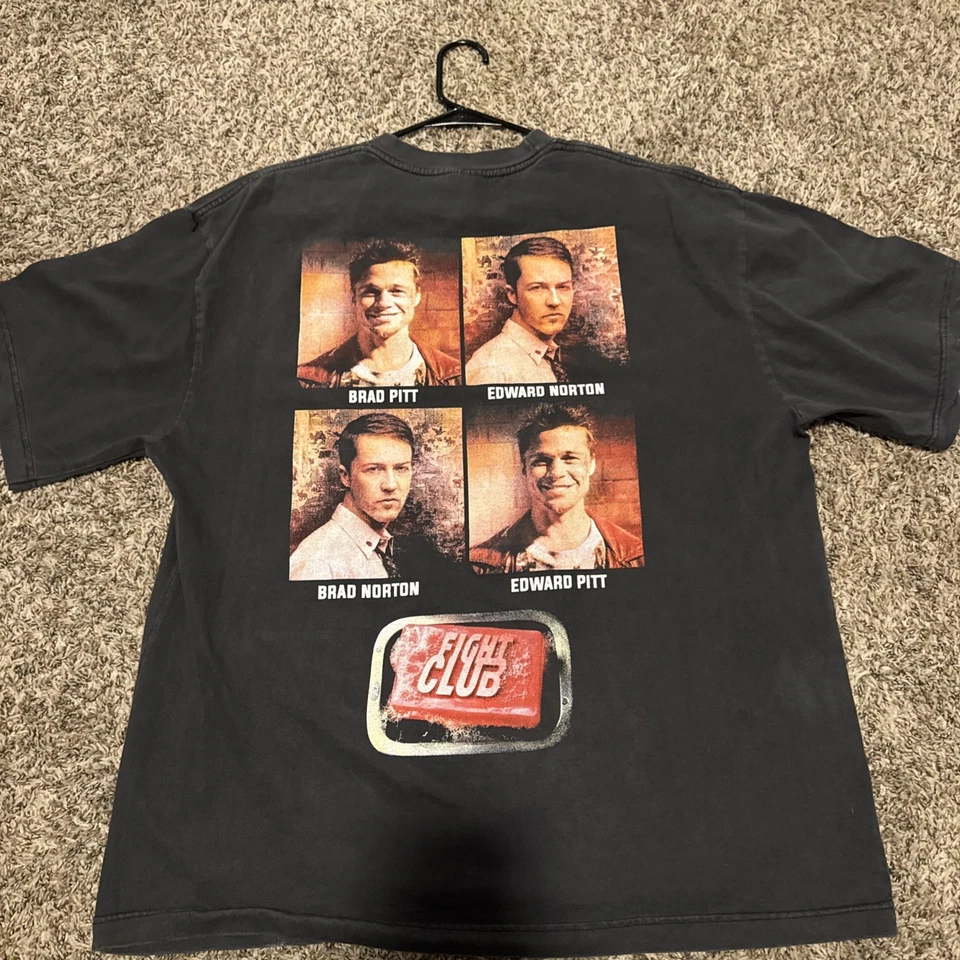Fight Club Movie Promo Tee Vintage Style Shirt Modern Reprint XL Single Stitch - Image 3 of 4