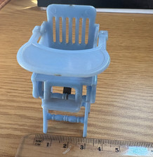 Doll house furniture vintage blue plastic highchair / rocking chair 1/16th