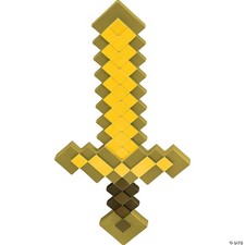 Minecraft Gold Sword Costume Accessory, Official Plastic Dress Up Prop, One Size