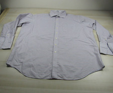 Paul Fredrick Shirt Mens 19 37 3XL Blue Red Button Down Non Iron French Cuffs