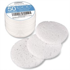 50-Count Compressed Facial Sponge, GAINWELL White 50 Count Pack of 1 ,