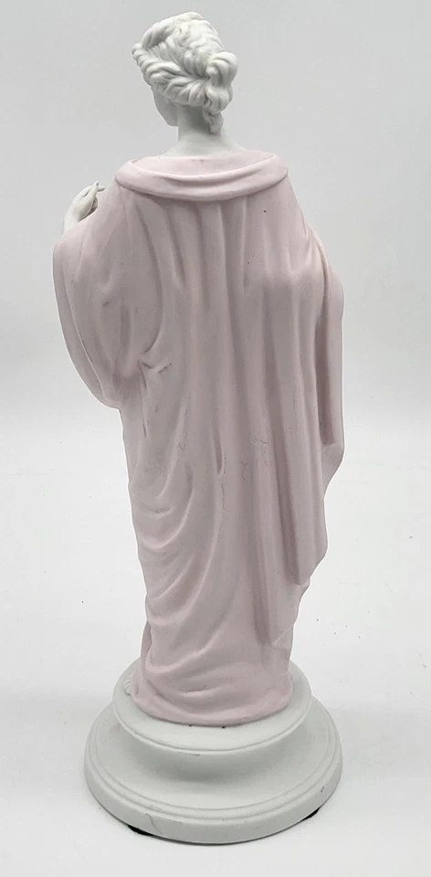 Antique 14+1/2" Parianware, Parian Ware statue of Grecian Woman, thread spool - Image 3 of 4
