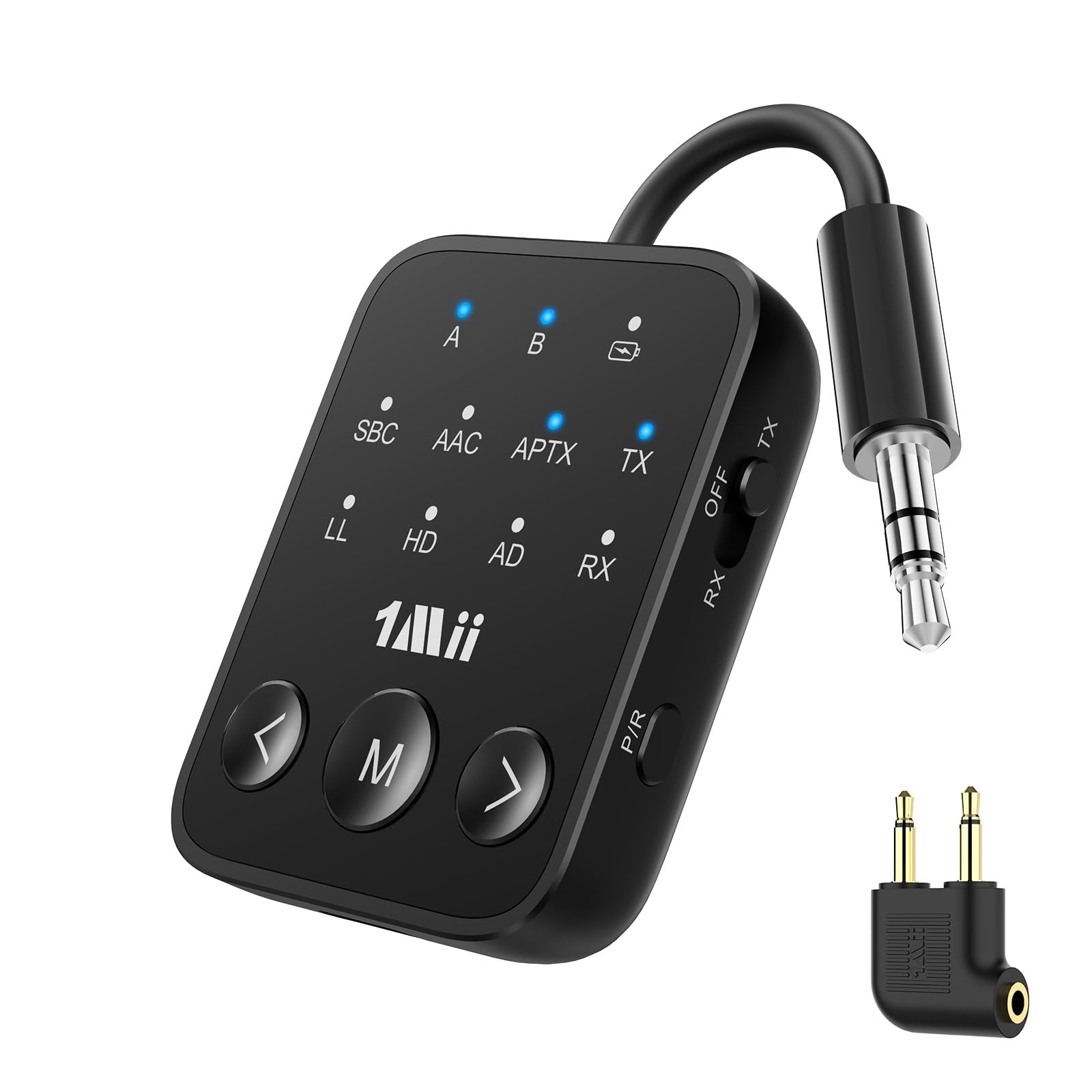 Bluetooth 5.3 Transmitter Receiver 2-in-1 with aptX Adaptive Low Latency Wireless Audio