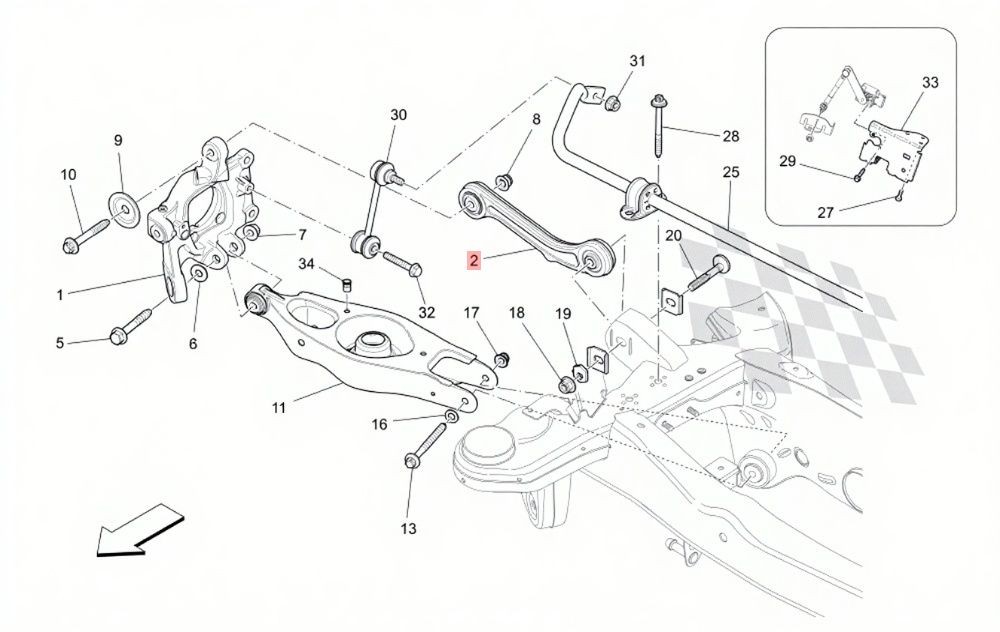 13-19 MASERATI QUATTROPORTE GTS REAR LEFT DRIVER SIDE UPPER CONTROL ARM OEM