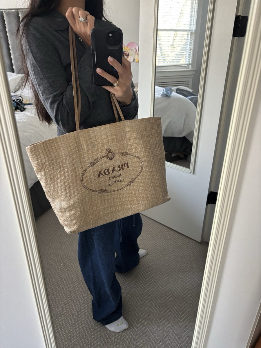 Prada Straw Tote Beach Bag | eBay