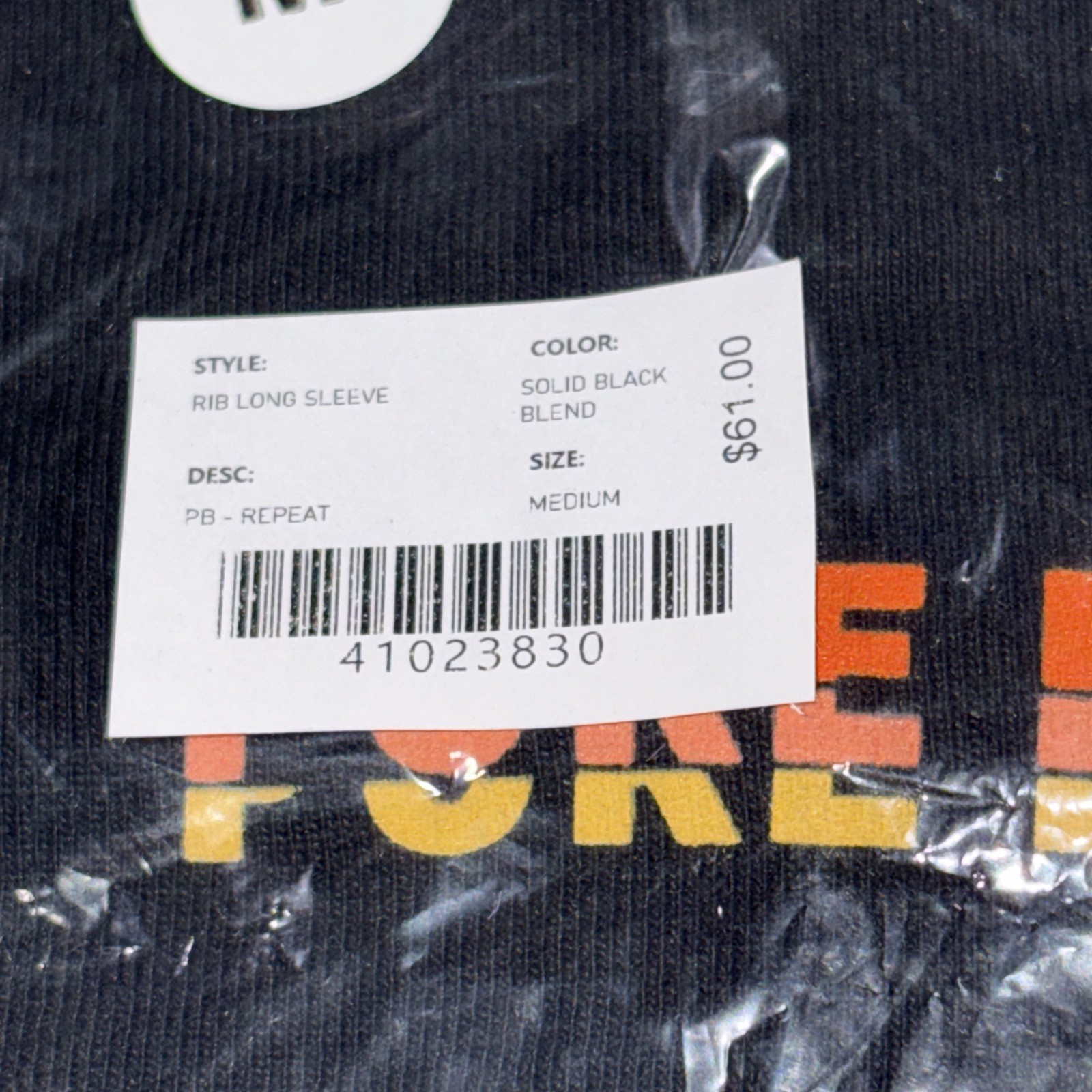 Pure Barre Rib Long Sleeve Tee Color: Black Size: M NEW!