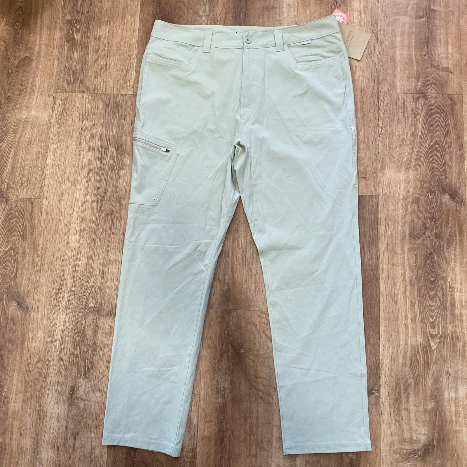 Simms Challenger Pants Mens 38x32 Khaki Beige UPF 50+ Classic Fit Stretch