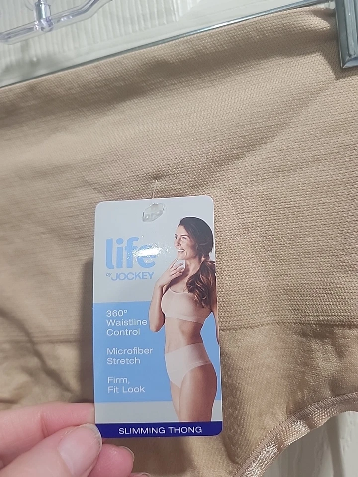 NUEVO CON ETIQUETAS TANGA ELÁSTICA MÁS DELGADA CINTURA JOCKEY TALLA MEDIANA BEIGE Foto 4 de 4
