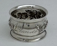 Fine Antique Victorian American Rose Flowers Sterling Silver Napkin Ring GUNDA