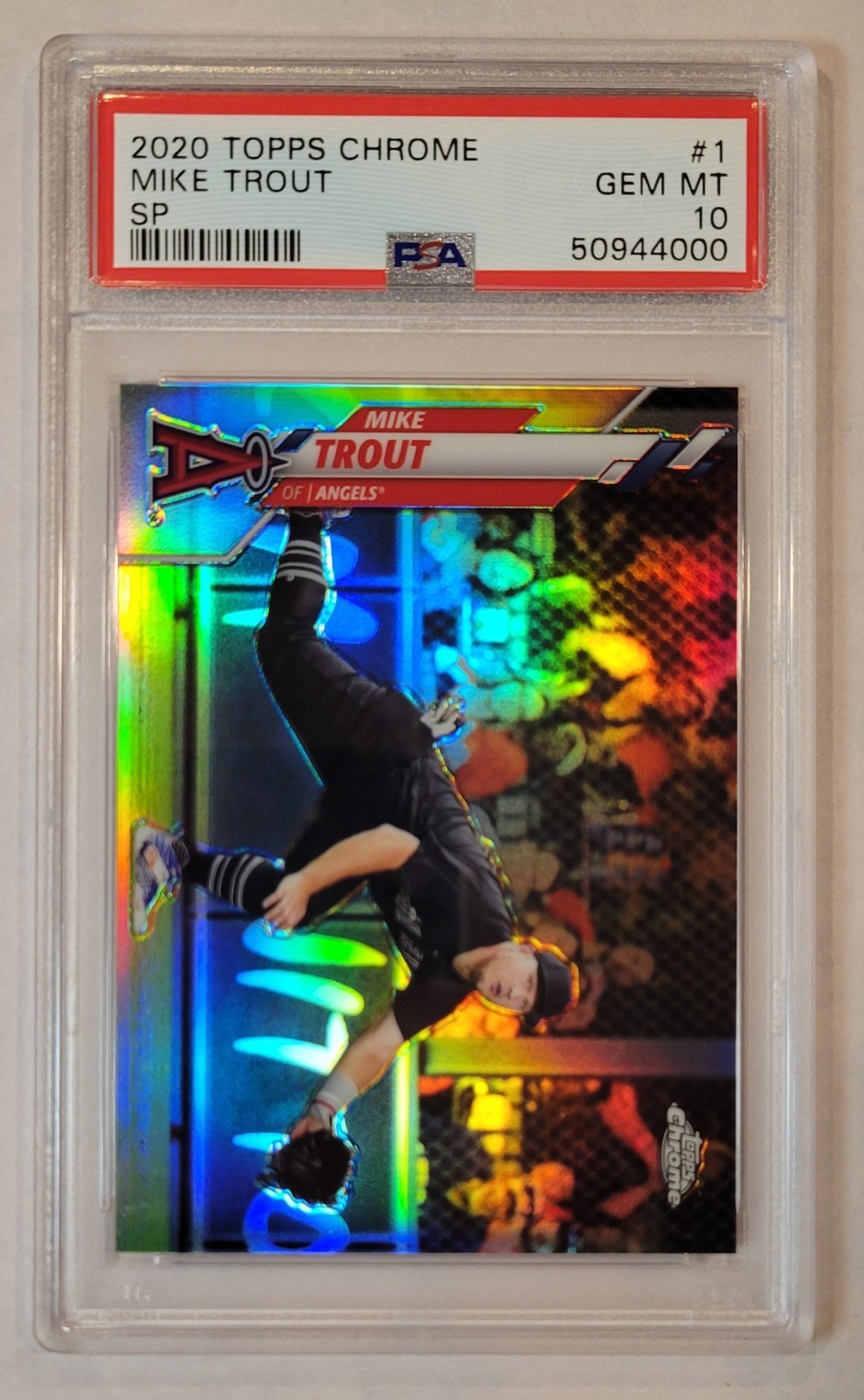2020 Topps Chrome Mike Trout # 1 SP Image Variation Refractor Angels MVP PSA 10