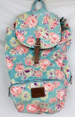 Vintage Victorias Secret Canvas Book Bag Backpack Pink Floral Overnight Weekend