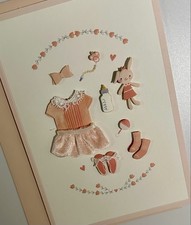   WELCOME NEW BABY GIRL GREETING CARD  EMBELLISHED/FABRIC BABY GIRL ITEMS