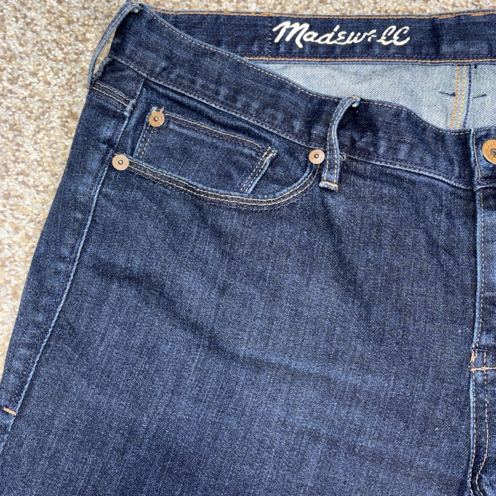 Madewell Jeans Mens 32x34 Rail Straight Mid Rise Dark Wash Denim Fits 34 X 29.5 - View 3