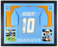 Justin Herbert Autographed and Framed Blue Los Angeles Jersey COA