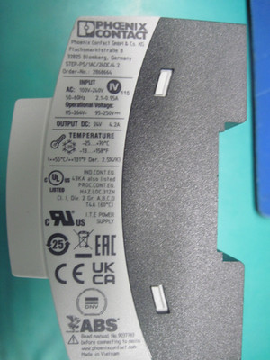 2868664 ( STEP-PS/1AC/24DC/4.2 ) PHOENIX CONTACT DIN RAIL POWER SUPPLY