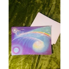 Vintage Cosmic Stationery Set Rainbow Galaxy Art 80s Dreamy Aesthetic Retro