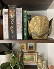 Brass Seashell Clamshell Planter Vase Heavy Scallop Sea Nautilus Cache Pot Vtg