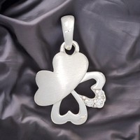 Kinder AnhäNger Kleeblatt 925 Silber Mit Zirkonia GlüCksbringer