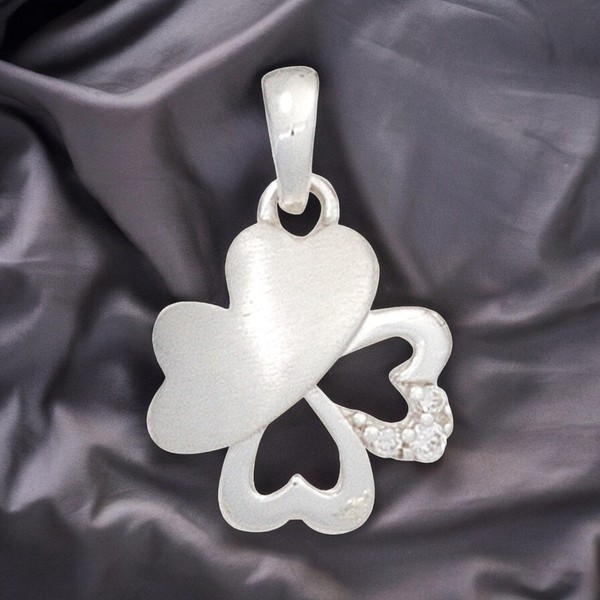 Kinder AnhäNger Kleeblatt 925 Silber Mit Zirkonia GlüCksbringer-image