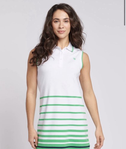 Polo USA Assn verde donna aderente a righe senza maniche taglia M/12 prezzo di listino £60 - Foto 2 di 18