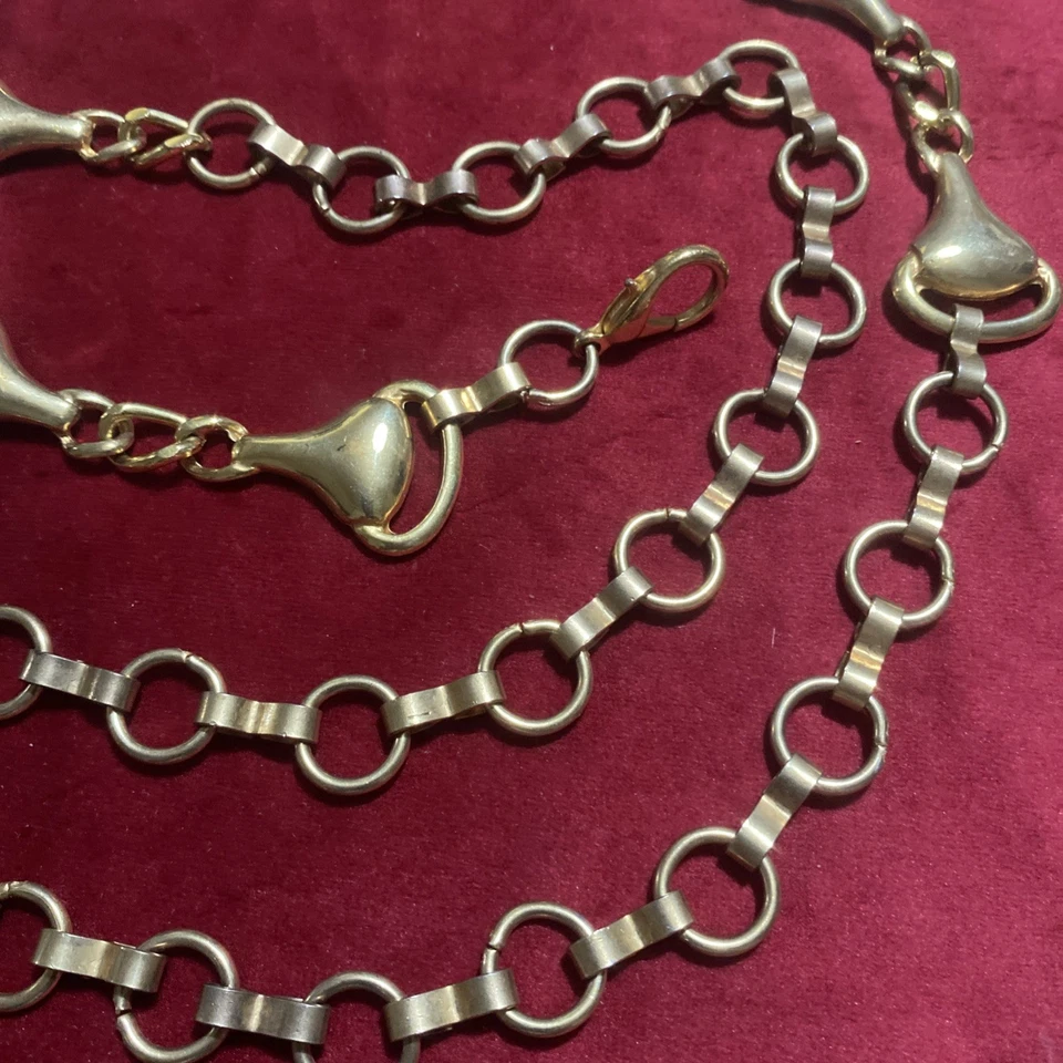 Винтажный золотистый цепной ремень 70-х Horsebit 44 дюйма - Изображение 3 из 4