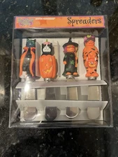 Boston Warehouse Scaredy Cat cheese spreader knives Halloween cats 4 In Set New