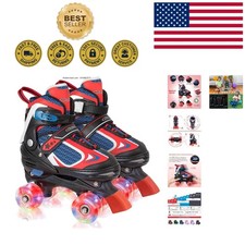 Light-Up Quad Roller Skates for Boys  Girls - Adjustable Sizes for Ages 7-10