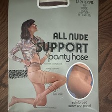 Vintage All Nude Support Pantyhose NOS Sealed Beige Size A