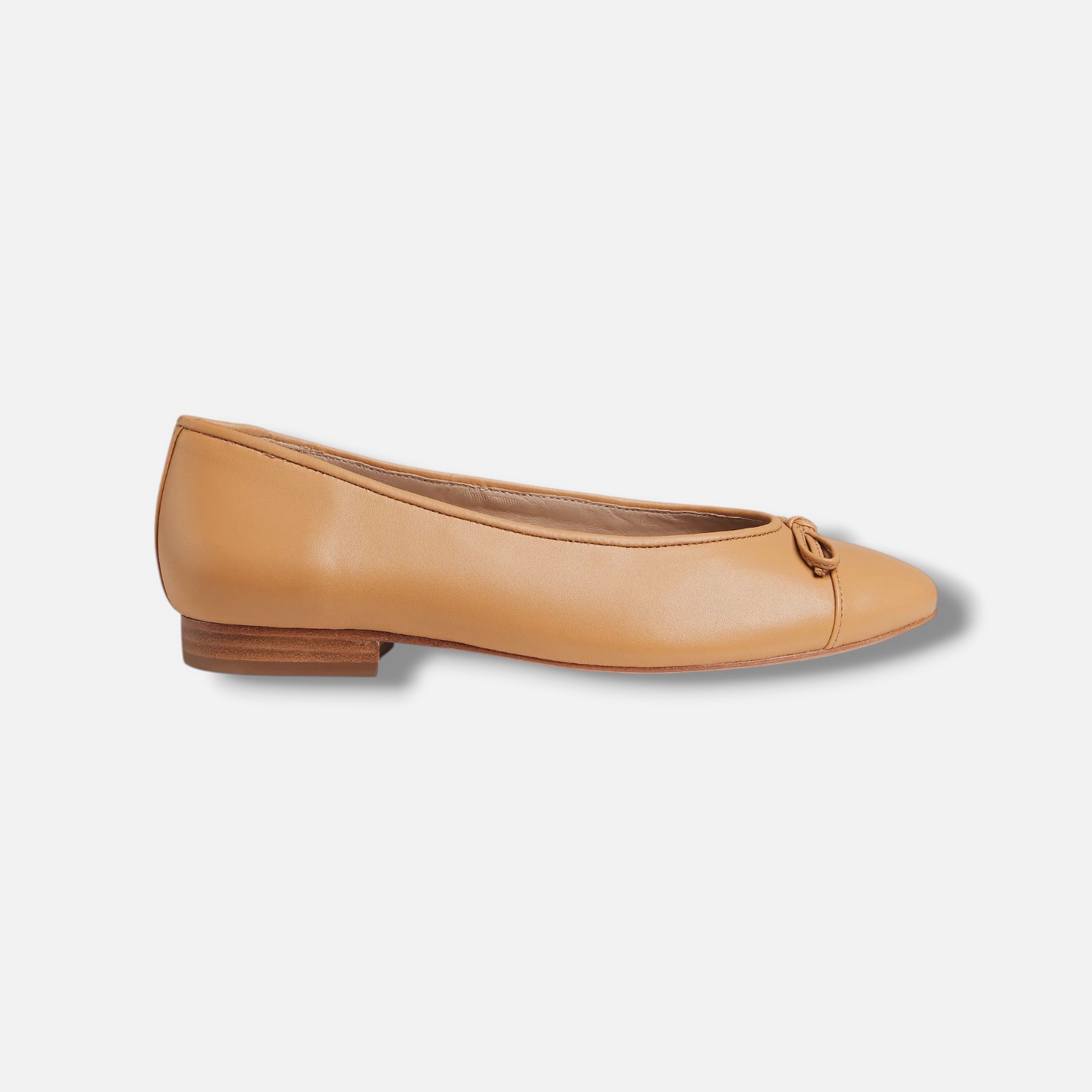Saks Fifth Avenue Women's Beige Leather Ballet Flats Shoes Size 38