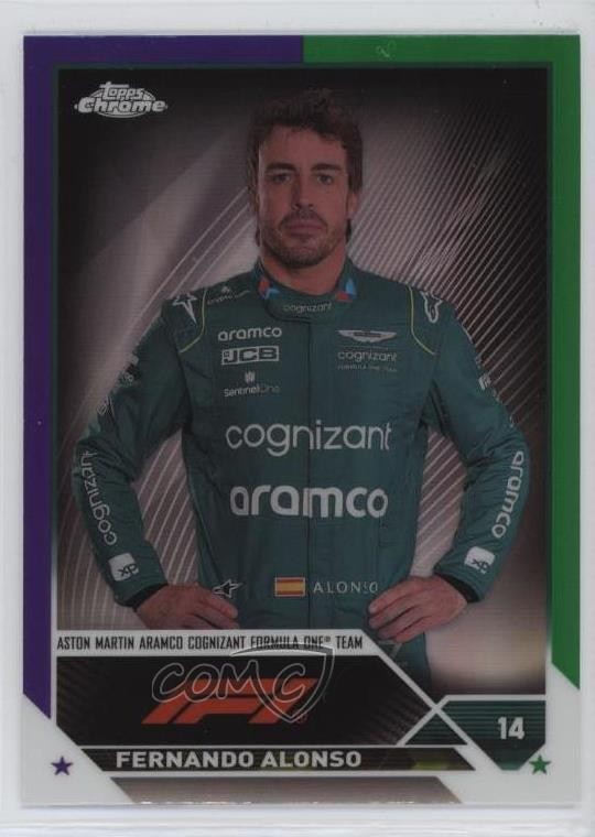 2023 Chrome Formula 1 F1 Drivers Purple Green Refractor Fernando Alonso #32 ux8