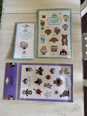 Jellycat Cafe Enamel Pin And Stick Set Plus Halloween Jellycat Sticker Sheet