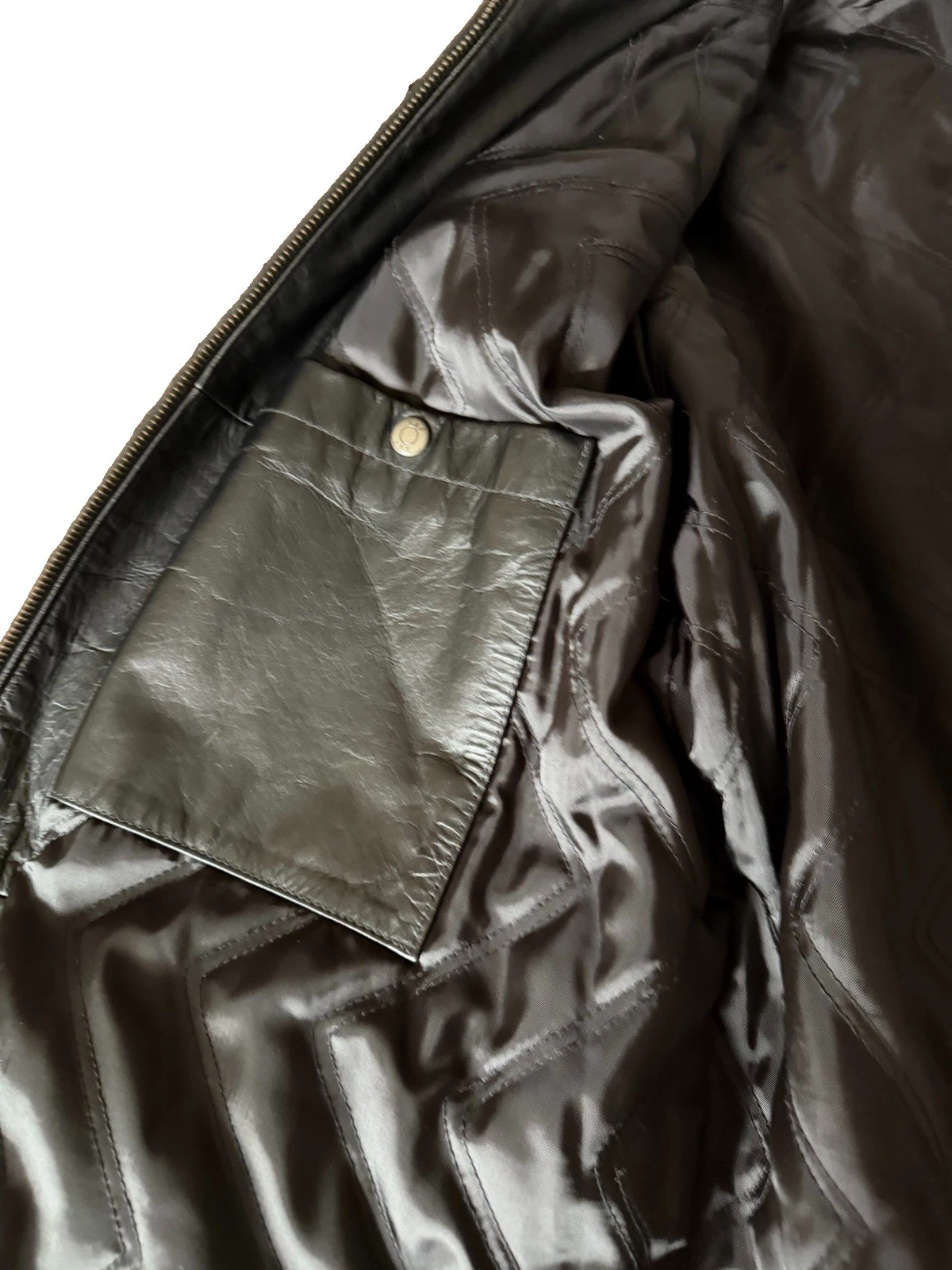 Vintage Gap Leather Black Jacket Quilted Lined Full Zip Front Pockets Men’s XL - product detail image 9