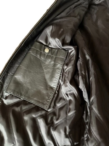 Vintage Gap Leather Black Jacket Quilted Lined Full Zip Front Pockets Men’s XL image 9