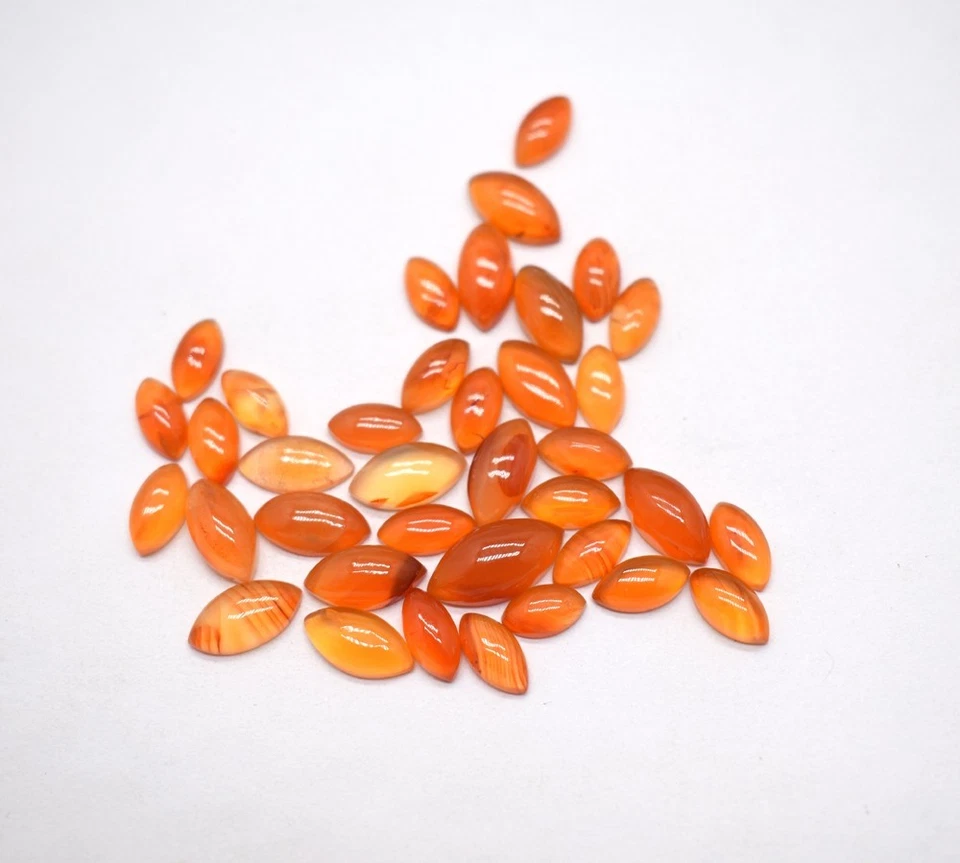Natural Carnelian Marquise Cabochon Gemstone 8X4 mm To 12X6 mm Light Shade - Image 3 of 4