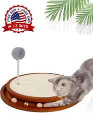 Rascador de sisal natural para gatos con juguete de pista y bola para ejercicio