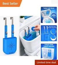 Adjustable Height Toilet Tank Tablet Holder - No-Drill Silicone Carrier in Blue