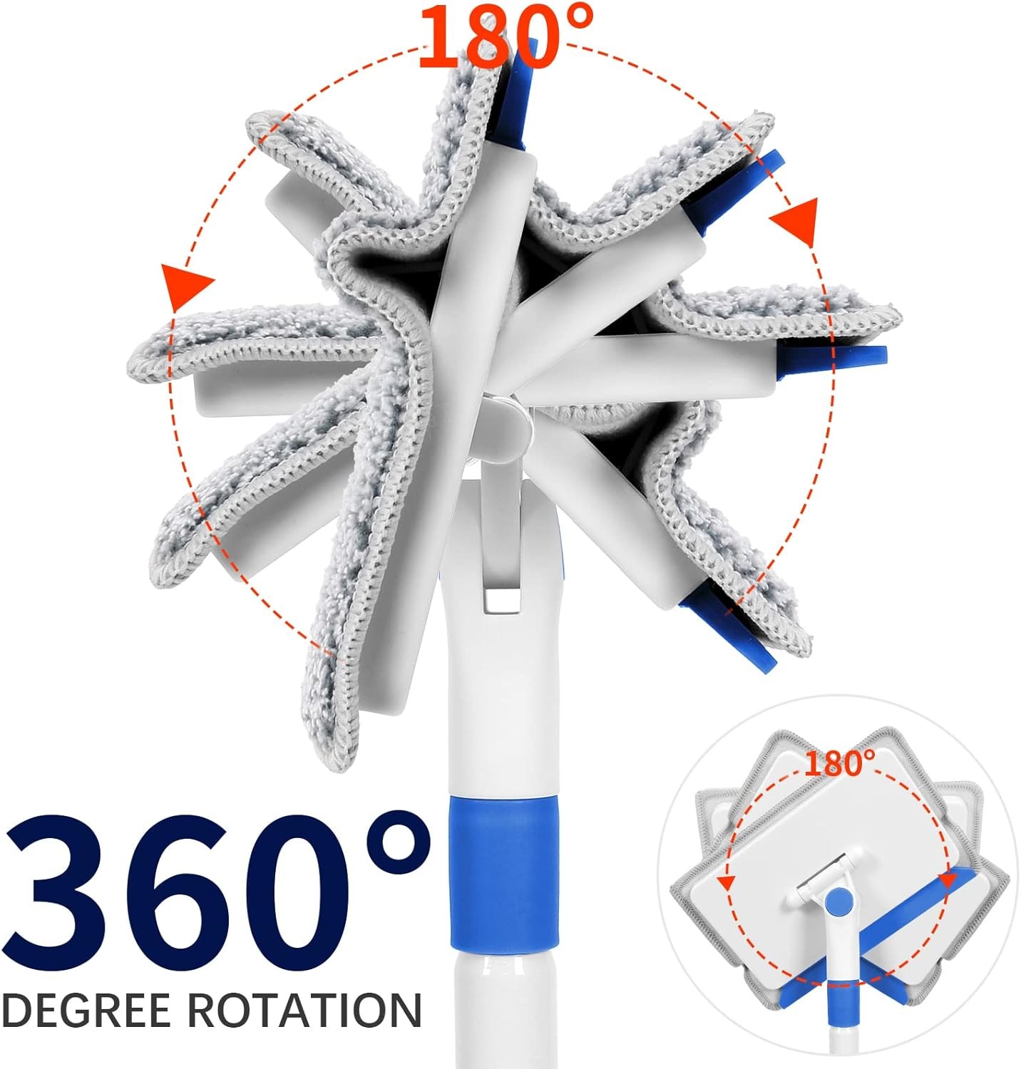 Baseboard & Wall Cleaner Tool with Extendable Handle, 4 Reusable Pads