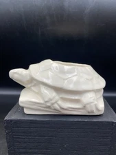 NM USA Nelson McCoy Pottery Miniature White Turtle Planter