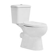 Rimless Close Coupled Toilet WC Soft Close Seat Modern White Bathroom Suite