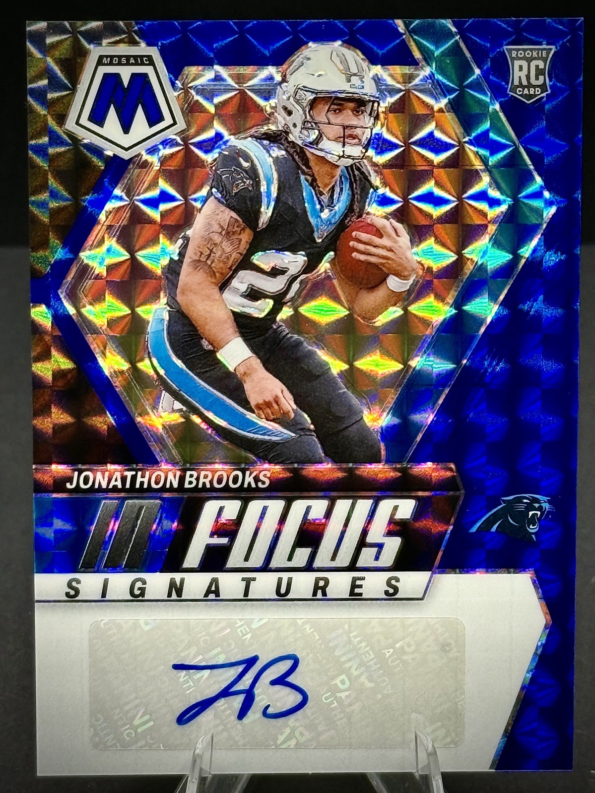 2024 Panini Mosaic - Jonathon Brooks #IF-JBS - Rookie Signatures Blue Auto /99